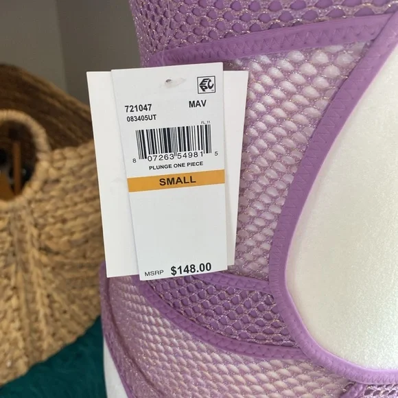 NEW Becca Plunge Metallic Mesh Swimsuit - Picture 8 of 9